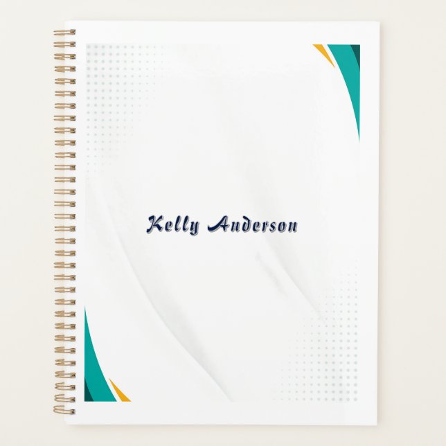 Agenda Padrão Moderno Verde e Amarelo com Sinal Personali (Frente)