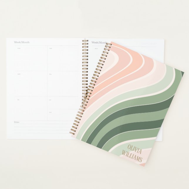 Agenda Padrão Ondulado Retro Groovy (Exibição)