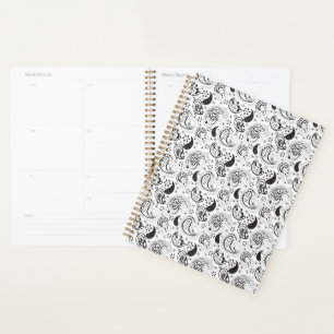 Agenda Padrão Paisley Preto e Branco – Arte Textil Elegan