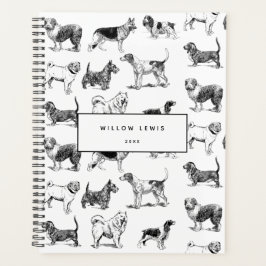 Agenda Padrão Personalizado de Cães Pretos e Brancos