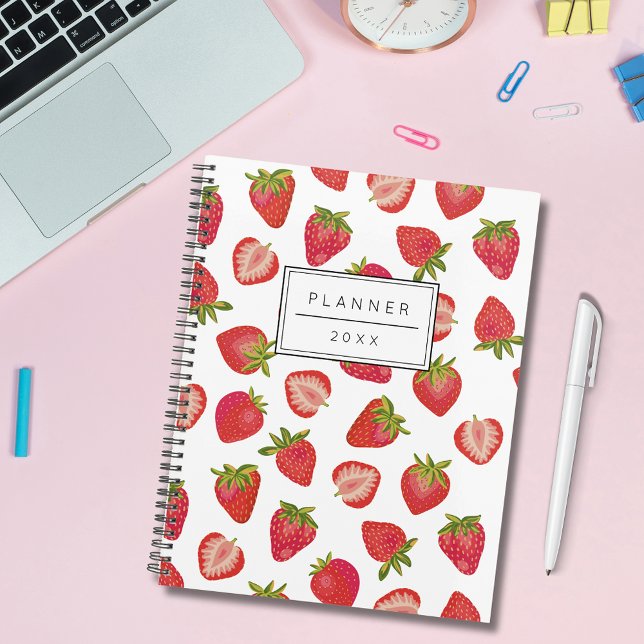 Agenda Padrão Personalizado de Morango 2023 (Strawberry pattern planner)