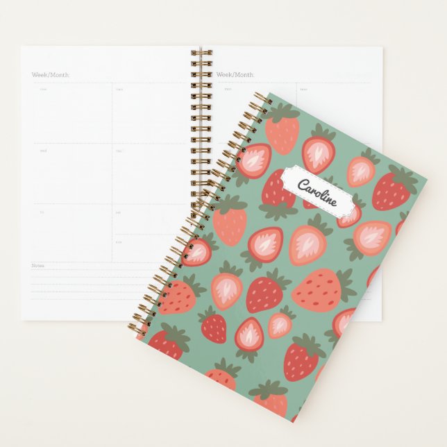 Agenda Padrão Personalizável de Morango Vermelho Sem Cost (Exibição)