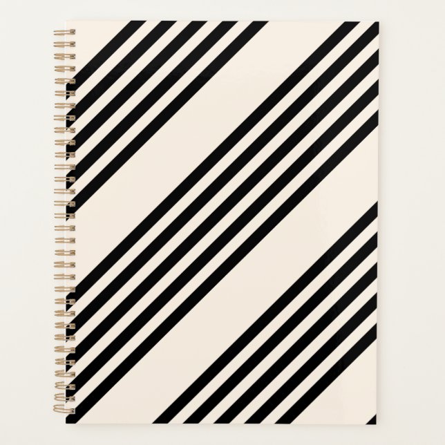 Agenda Padrão preto e bege de cinco faixas (Frente)