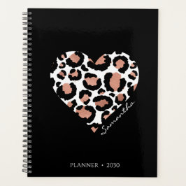 Agenda Padrão Preto Personalizado de Leopardo Chita