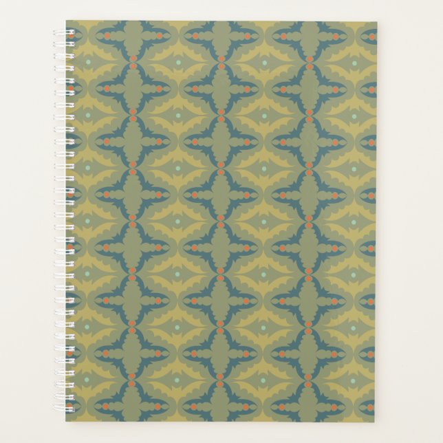 Agenda Padrão Retro Vintage Esverdeado (Frente)