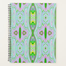 Agenda Padrão retroAbstrato cor-de-rosa, Verde limão e ág