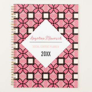 Agenda Padrão retrorreflector preto e rosa elegante