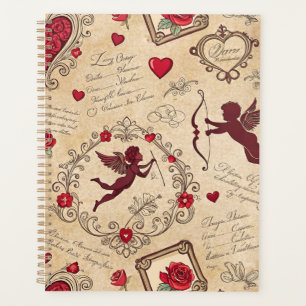 Agenda Padrão Romântico de Cupido Vintage (2)