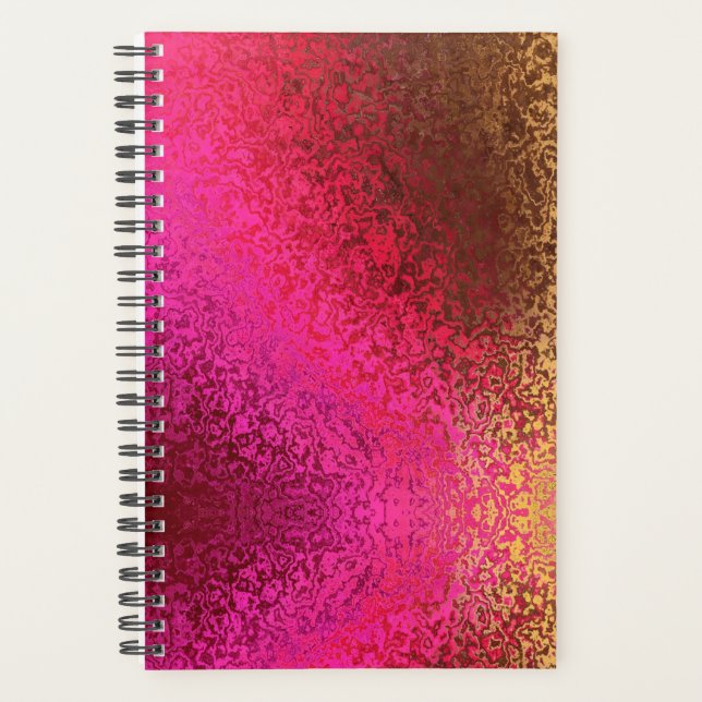 Agenda Padrão Rosa, Vermelho e Dourado (Frente)