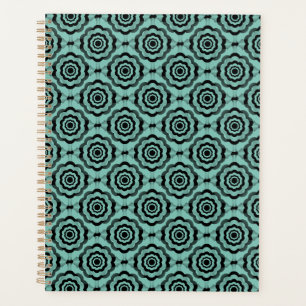 Agenda Padrão Sem Costura de Flor Preto Teal