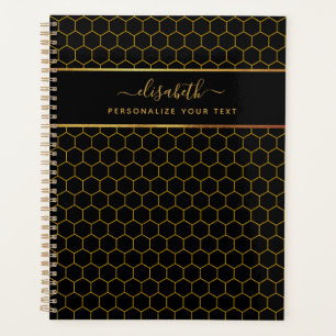 Agenda Padrão simples e elegante de colmeia preto