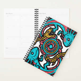 Agenda Padrão tribal mitologia boho Xolotl Axolote Asteca