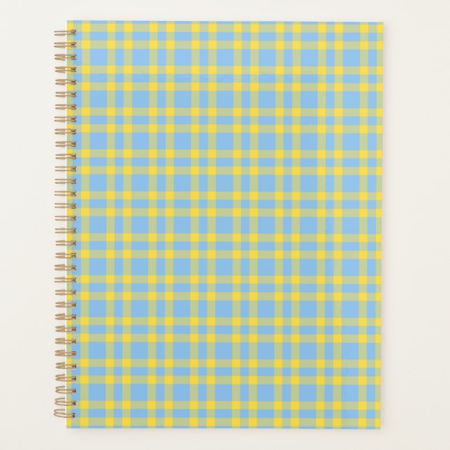 Agenda Padrão Xadrez Azul Amarelo (Frente)