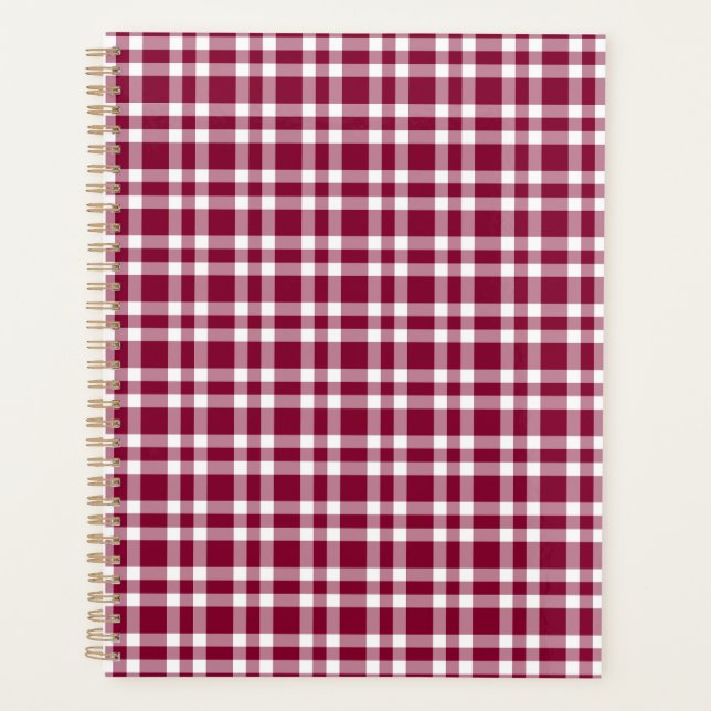 Agenda Padrão Xadrez Branco Burgundy (Frente)