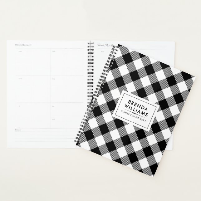 Agenda Padrão xadrez preto e branco (Exibição)