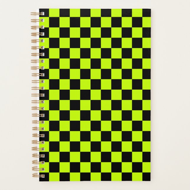 Agenda Padrão xadrez verde ácido e preto (Frente)