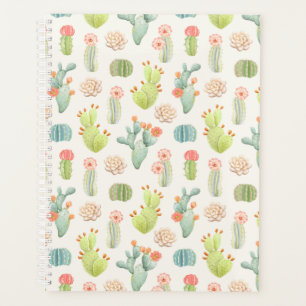 Agenda Padrões Suculentos e Cactus Pastel