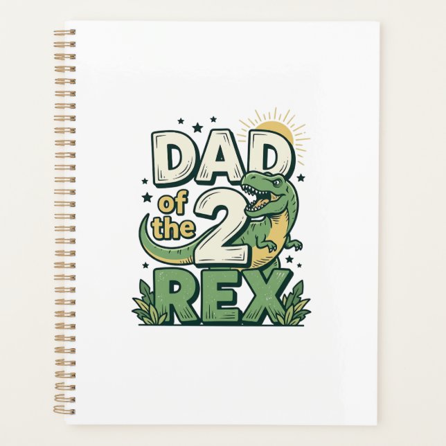 Agenda Pai do 2 Rex Camisa de Pai de Dinossauro Design_1 (Frente)