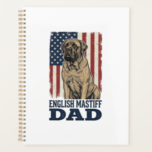 Agenda Pai Mastim Inglês Patriótico Design de Cachorro Vi