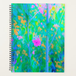 Agenda Paisagem Azul Impressionista com Flor Rosa