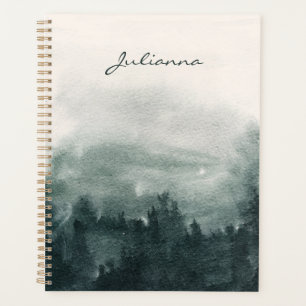 Agenda Paisagem da Floresta de Aquarela abstrato Personal