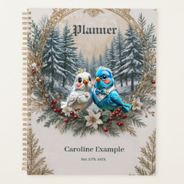 Agenda Paisagem de inverno com casal de casamento de páss