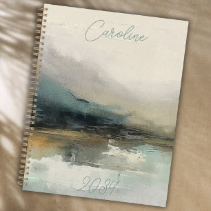 Agenda Paisagem Teal Abstrato Personalizada Moderna
