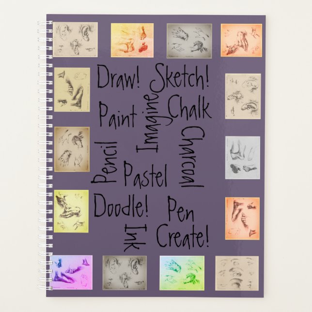 Agenda Palavras de arte inspiradoras Desenhos antigos (Frente)