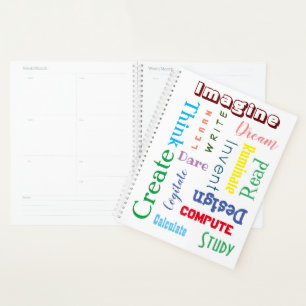 Agenda Palavras Inspirativas Estudantes Coloridos Grandes