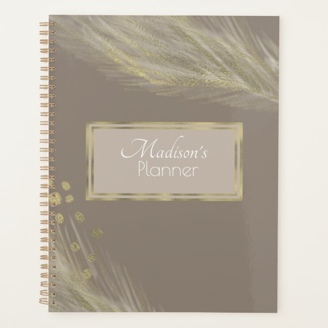 Agenda Pampas Elegante Moderno Natural Dourado (Frente)