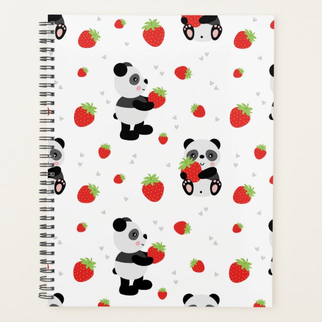 Agenda Panda fofo com morango (Frente)
