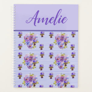 Agenda Pansy Shabby Viola Purple Vintage Floral Flower