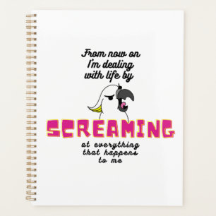 Agenda Papagaio Branco Zangado Com Texto Engraçado