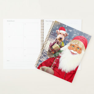 Agenda Papai Noel com presentes de Natal Airedale Dog