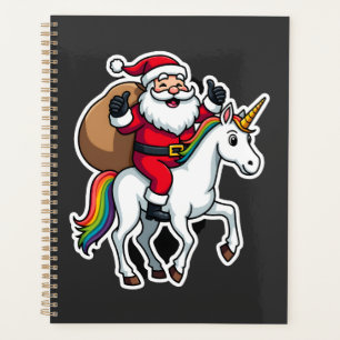 Agenda Papai Noel de Natal montando Unicórnio - Meninas d