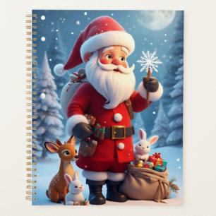 Agenda Papai Noel segurando floco de neve cena de natal