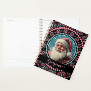 Agenda Papais noeis Retro Personalizados Pinkmas Floral M