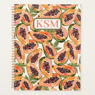 Agenda Papaya Fruta Watercolor