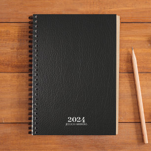 Agenda Papel de Carta Pessoal ・ Couro Preto 202x Semanalm