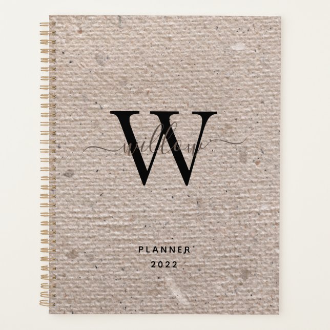 Agenda Papel Rustic Vintage Beige Monograma (Frente)