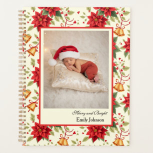 Agenda Papelaria Floral de Natal Retro Personalizada