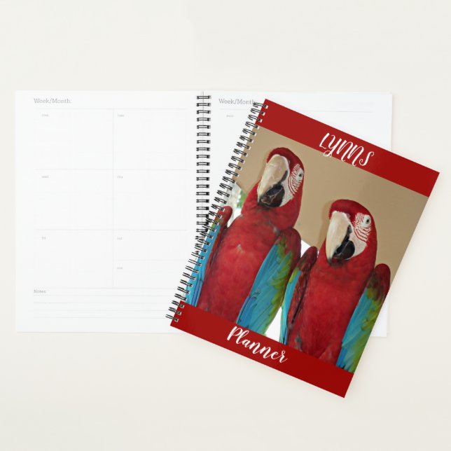 Agenda Par de Araras Vermelhas Layout Tropical Vermelho (Exibição)