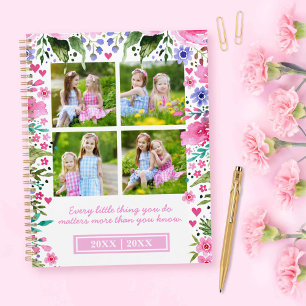 Agenda Para Mãe 4 Foto Colagem Aquarela Florais