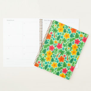 Agenda Paraíso Tropical - Folhas de Palma e Padrão de Hib