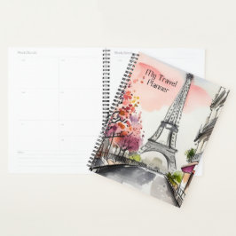 Agenda Paris na Ilustração de Aquarela Primavera