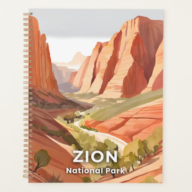 Agenda Parque Nacional Zion | Vale de viagem Watercolor (Frente)