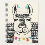 Agenda Partido Llama - Retrato<br><div class="desc">Partido Llama III de Chariklia Zarris. Apresenta a face de uma lama em cores restritas com um fundo geométrico e divertido.</div>