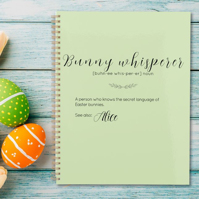 Agenda Páscoa de Creme Personalizada de Limão Bunny Whisp (Bunny Whisperer Personalized Lime Cream Easter Planner)
