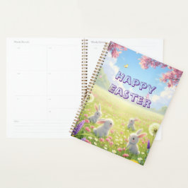 Agenda Páscoa Lavanda Coelhinho Branco Floral Primavera C
