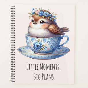 Agenda Pássaro Bonito na Teacup Floral Cottagecore Art